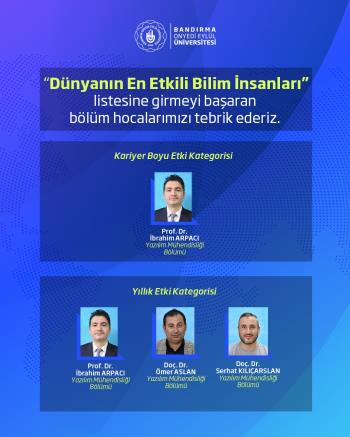 Bölümümüzden Üç Bilim İnsanı "Dünyanın En Etkili Bilim İnsanları" Listesinde